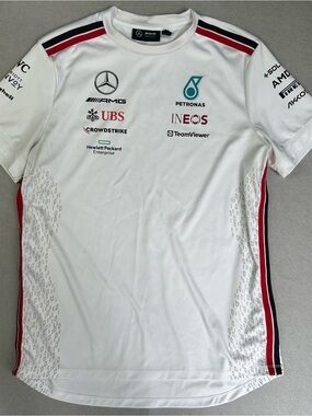 Mercedes AMG Petronas White Team Tee with Red & Black Accents